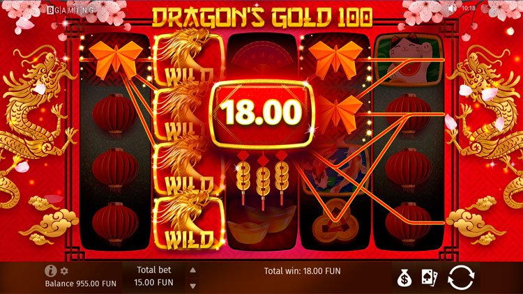 Gameplay of Dragon's Gold 100