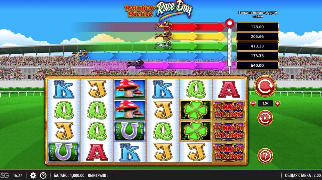 Gameplay of Rainbow Riches Race Day